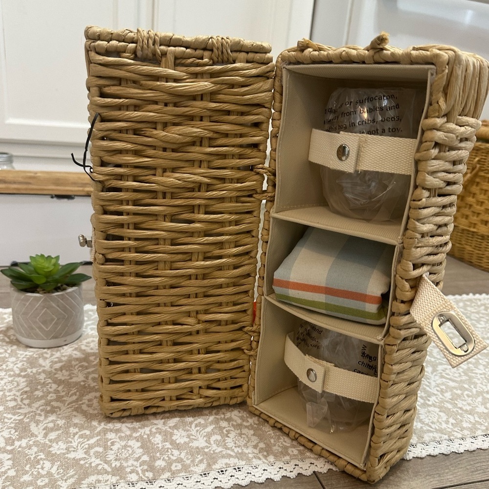 New Woven Wine Bottle Carrier Gift Set Bev Carrier Picnic Hearth & Hand Magnolia